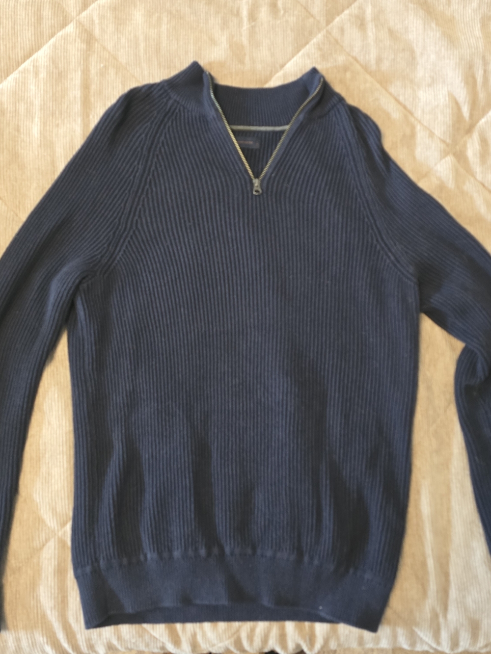 Denver Hayes Navy Ribbed Half-Zip Sweater